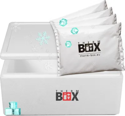 Produktbild von THERM BOX Styroporbox 36W mit 4x Kühlakku für Kühlbox 36,7L Innen:53x33x20cm Transportbox Thermbehälter Wiederverwendbar