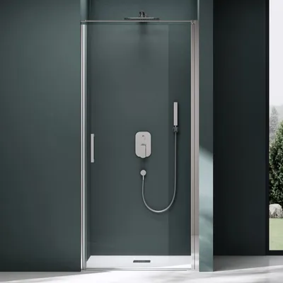 Produktbild von Mai&Mai Duschabtrennung Nischendrehtür 90cm Schwingtür ESG-Sicherheitsglas 8mm Klarglas Nanobeschichtung Hebe-Senk-Mechanismus Schwarz Teramo36K
