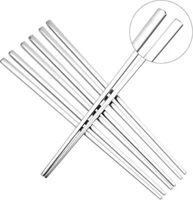 Imagen del producto de Palillos de acero inoxidable 304, 22,9 cm, juego de 4 pares, aptos para lavavajillas, ideales para la cocina