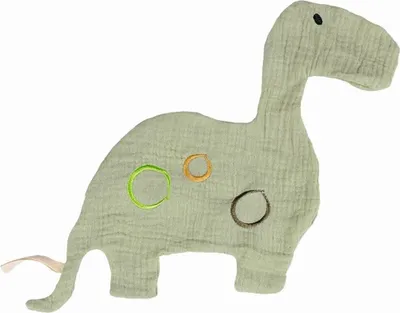 Produktbild von Schmusetuch Dino Doudou aus 100% Baumwolle ca. 29 cm mit Schnullerschlaufe für Babys