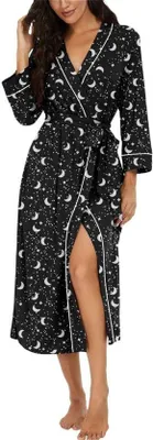 Obrázek produktu pro Lehký kimono plášť s 3/4 rukávy, saunový plášť, černý, dlouhý