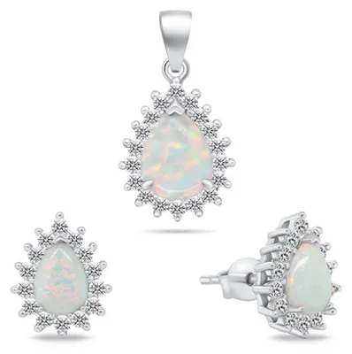 Immagine prodotto di Incantevole parure di gioielli in opale SET244W (orecchini, ciondolo)