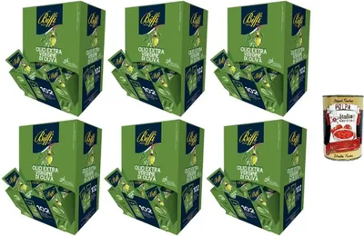 Produktbild von Biffi Extra Vergine Olivenöl, 102 Portionsbeutel, 10 ml pro Beutel, 6er-Pack, + Italian Gourmet polpa 400g
