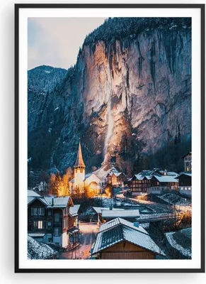 Produktbild von Gerahmtes Poster - Schwarzer Rahmen - Lauterbrunnen Schweiz Tal - 70x100 cm - Wand Bild - Wanddeko - Wandbilder - Kunstposter - Wandposter - Bilderrahmen - Bilder - Kunstdruck - P2BPA70x100-4834