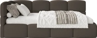 Produktbild von Selsey Cloudy – Jugendbett 90x200 cm, linksseitig mit Bouclé-Bezug, Braun
