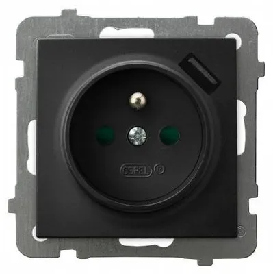 Produktbild von Ospel AS GP-1GZ/m/33 Einzelsteckdose mit Schutzkontakt schwarz