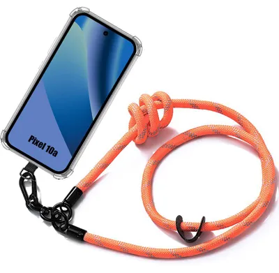 Image de Coque pour Google Pixel 10a, Antichoc Protection Renforcé avec Cordon Robuste Orange