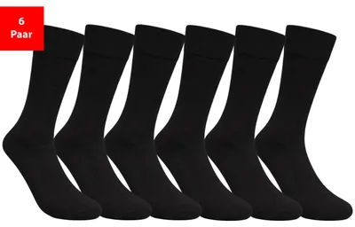 Produktbild von Gesundheitssocken Socken ohne Gummibund & Naht – Komfort Baumwolle Damen Herren - Schwarz 43-46 6 Paar
