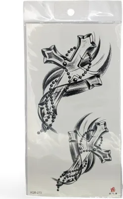 Produktbild von Kreative Temporäre Tattoos für individuelles Styling und Ausdruck Kreuz mit Perlenkette