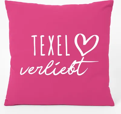 Produktbild von Huuraa Kissen Texel verliebt 40x40cm mit Füllung Fuchsia Baumwolle Dekokissen Geschenkidee