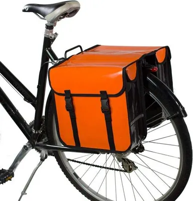 Productafbeelding van Unyqoos® BikyBag Classic CW – waterdichte dubbele fietstas voor bagagedrager, oranje, gemaakt van zeildoek, reflecterend, met ritsvak