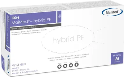 Produktbild von MaiMed Hybrid PF | 1000 Einmalhandschuhe | blau | Gr. L | Einweghandschuhe