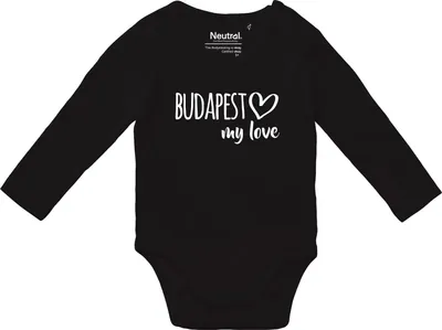 Produktbild von Huuraa Baby Body Budapest my love 74 Black  Baumwolle Fairtrade Langarmbody Geschenkidee