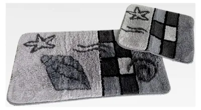 Produktbild von Badematten Set | grau | 2-teilig | rutschfest | WC-Vorleger 50 x 45 cm | Badvorleger 50 x 90 cm | Badteppich | Badezimmer