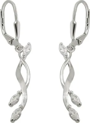 Produktbild von Paar Ohrhänger Ohrringe Brisur 40x5mm Zirkonia 925 Silber matt-rhodiniert