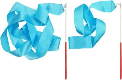 Productafbeelding van Ritmische Gymnastiek Lint Toverstokken - Dansende Streamers Kinderen - Artistiek Dansen - Glasvezel Versterkte Stok - 2 Meter Lint - Blauw