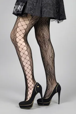 Produktbild von K84250759 schwarz Damen Netzstrumpfhose mit Muster