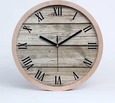 Produktbild von Holzuhr 25fi cm wanduhr - schwarze Spitzen - Holzuntergrund