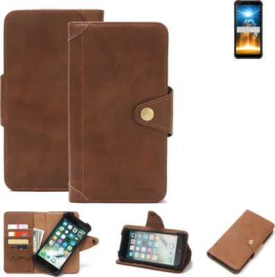 Produktbild von K-S-Trade Handyhülle für Blackview BV6300 Pro Schutz Hülle Walletcase Bookstyle Tasche Case Handytasche Wallet Flipcase Cover PolyurethanBraun (1x)