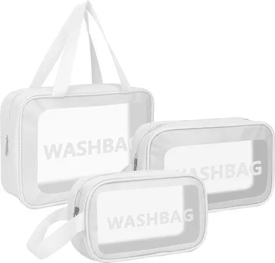 Produktbild von Famanu Beautycase Transparente Kosmetiktasche - Wasserfest, Weiß