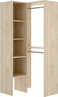 Image de Arpagone - Grande Armoire, 79x186h cm Chêne Marron, 5 Étagères
