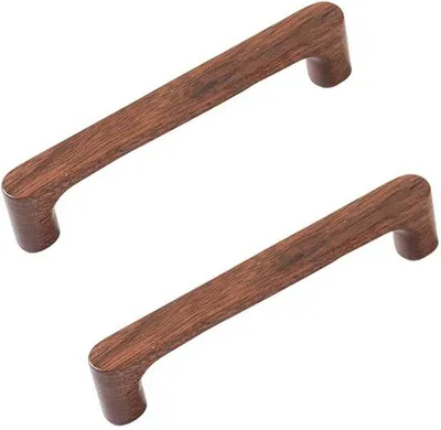 Zdjęcie produktu dla 2 x drewniane uchwyty do szuflad w kolorze ciemnego orzecha – uchwyty do szuflad – rozstaw 128 mm – do szuflad i mebli kuchennych