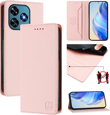 Obrázek produktu pro Kožené pouzdro pro Oukitel C51, flipové pouzdro s přihrádkami na karty, peněženkou a stojánkem Růžový