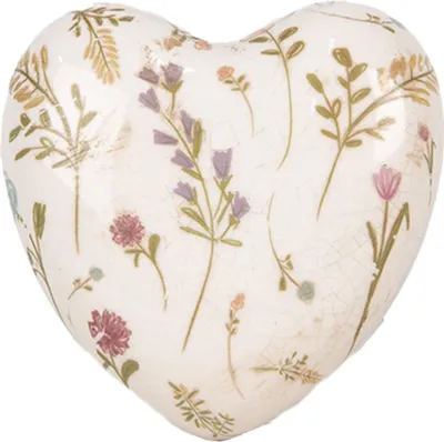 Produktbild von Clayre & Eef Dekoration Herz 11x11x4 cm Beige Rosa Keramik