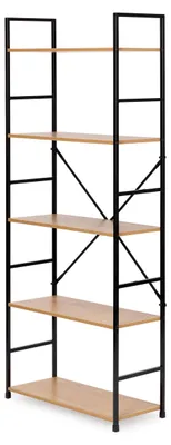 Produktbild von ModernHome CWJ6024144LG Holzregal mit Metallrahmen und 5 Einlegeböden, 144 x 58,5 x 23,5 cm
