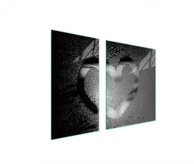 Immagine prodotto di Piastre copri fornelli 2 pezzi 90x52 Copri piano cottura in Vetroceramica tagliere in vetro cuore argento