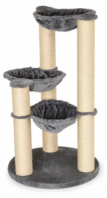 Produktbild von Kratzbaum Holiday Grau 104 cm für schwere Katzen mit 3 extratiefe Liegemulden und 6 stabilen Sisalstämmen