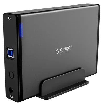 Produktbild von ORICO 3,5 Zoll Externes Festplattengehäuse mit Abnehmbarem Gehäuse USB 3.0 auf SATA 3.0 5Gbps für SATA HDD mit 12V 2A Netzteil Adapter (16 TB Max, Blaue Anzeige)