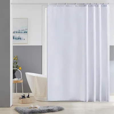 Produktbild von Duschvorhang 180x180 cm Weiß Anti-Schimmel Wasserdicht Waschbar Polyester mit 12 Ringen