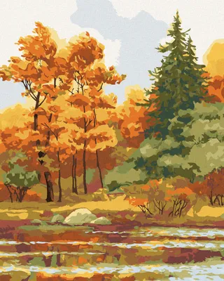 Produktbild von Zuty - Malen nach Zahlen - HERBSTWALD AM SEE, 40x50 cm, mit Keilrahmen (bereits gespannt)