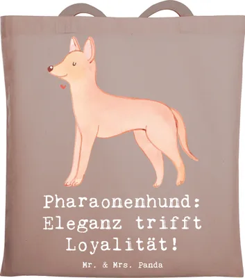 Produktbild von Mr. & Mrs. Panda Tote Bag Pharaonenhund Eleganz - Braun Pastell - Geschenk, Hunderassen, Vielfalt, Hundeerziehung, Hunderasse, Schultasche, Uni Tasche, Laptoptasche