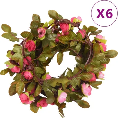Produktbild von Blumengirlanden Blumen 6 Stk. Rosenrot 215 cm