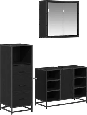 Produktbild von Badezimmermöbel-Set mit Schubladen 3 pcs Altholz Holzwerkstoff