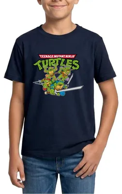 Produktbild von Spreadshirt Teenage Mutant Ninja Turtles Logo Teenager T-Shirt, 152/164 (12-14 Jahre), Navy