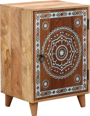 Produktbild von Nachttisch im Boho-Stil, Beistelltisch aus Massivholz, 70 cm hoch | Kleiner Kommode für Schlafzimmer oder Kinderzimmer, im orientalischen Stil | Skandinavische Deko, kleine Nachttische, Marke: Binar