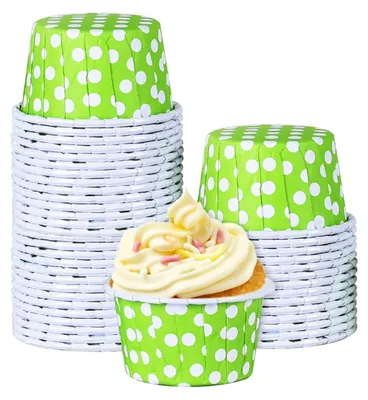 Image de Moules à cupcakes, 100 pièces, mini moules en papier pour gâteaux, 5 x 3,8 x 3 cm, couleur verte