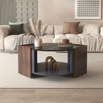 Image de Table basse en marbre et noyer