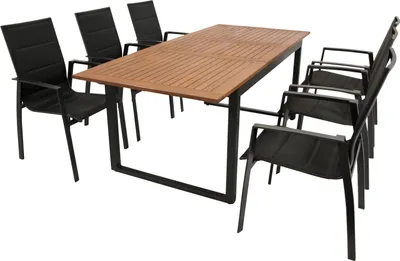 Produktbild von DEGAMO Gartenset Sitzgruppe RIVELLO 7-teilig, Alu + Akazie + Kunstgewebe schwarz