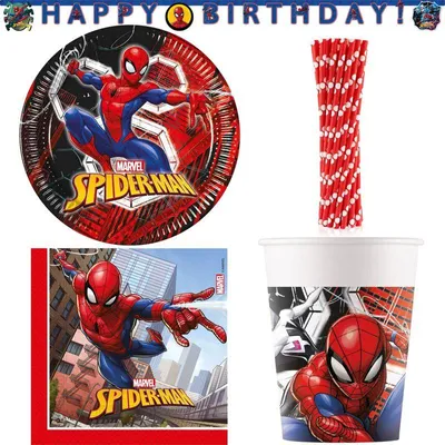 Produktbild von Partyset 61 tlg. Spiderman Geburtstag Deko Set Kindergeburtstag