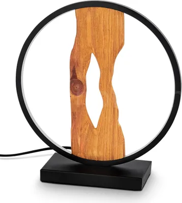 Produktbild von Azeglio »Azeglio« Retro/Vintage Tischlampe aus Metall/Holz in Schwarz/Natur