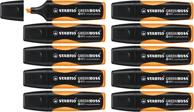 Produktbild von Umweltfreundlicher Textmarker - STABILO GREEN BOSS - 10er Pack - orange