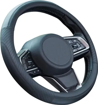 Produktbild von Car Steering Wheel Cover, Leather, Steering Wheel Cover, Steering Wheel Protection, Car 37–38 cm, Non-Slip, Universal, Black