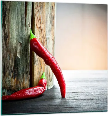 Produktbild von Bilder auf glas - Chili Gewürz Gemüse - 70x70cm - Glasbilder - Wandbilder - Kunstdruck - zum Aufhängen bereit - Wanddekoration aus Glas - Glas Bilder - Wandbild auf Glas - Einteilig - GAC70x70-2264
