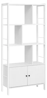 Obrázek produktu pro Police regál s 4 otevřenými policemi, bílá barva, rozměry 30 x 74 x 154,5 cm
