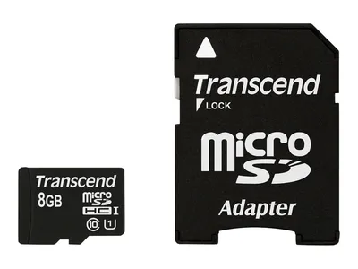 Produktbild von Transcend 8GB microSDHC Class 10 UHS-I, 8 GB, MicroSDHC, Klasse 10, MLC, 90 MB/s, Class 1 (U1)