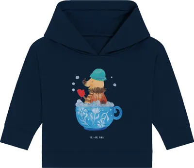 Produktbild von Mr. & Mrs. Panda Organic Baby Hoodie Nachtfalter Schaumbad 12. - 18. Monat - French Navy - Geschenk, Bad, Badezimmer, Tasse, Lustige Sprüche, Kapuzensweatshirt, WC, Ziele